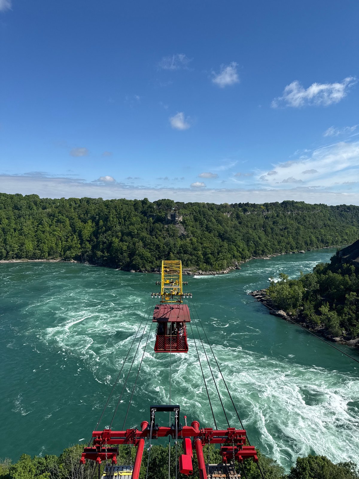 Aero Car operates over Niagara Whirlpool on sunny afternoon