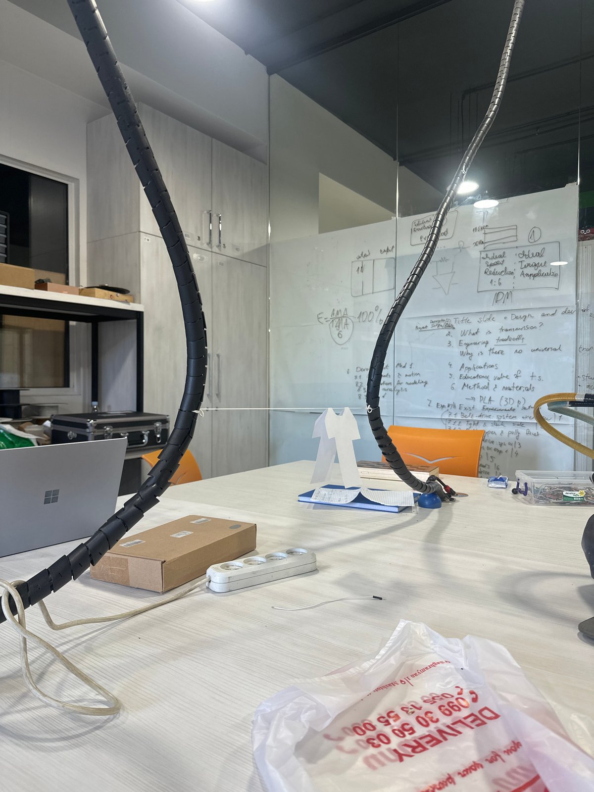 Cluttered workspace documented in Yerevan office area