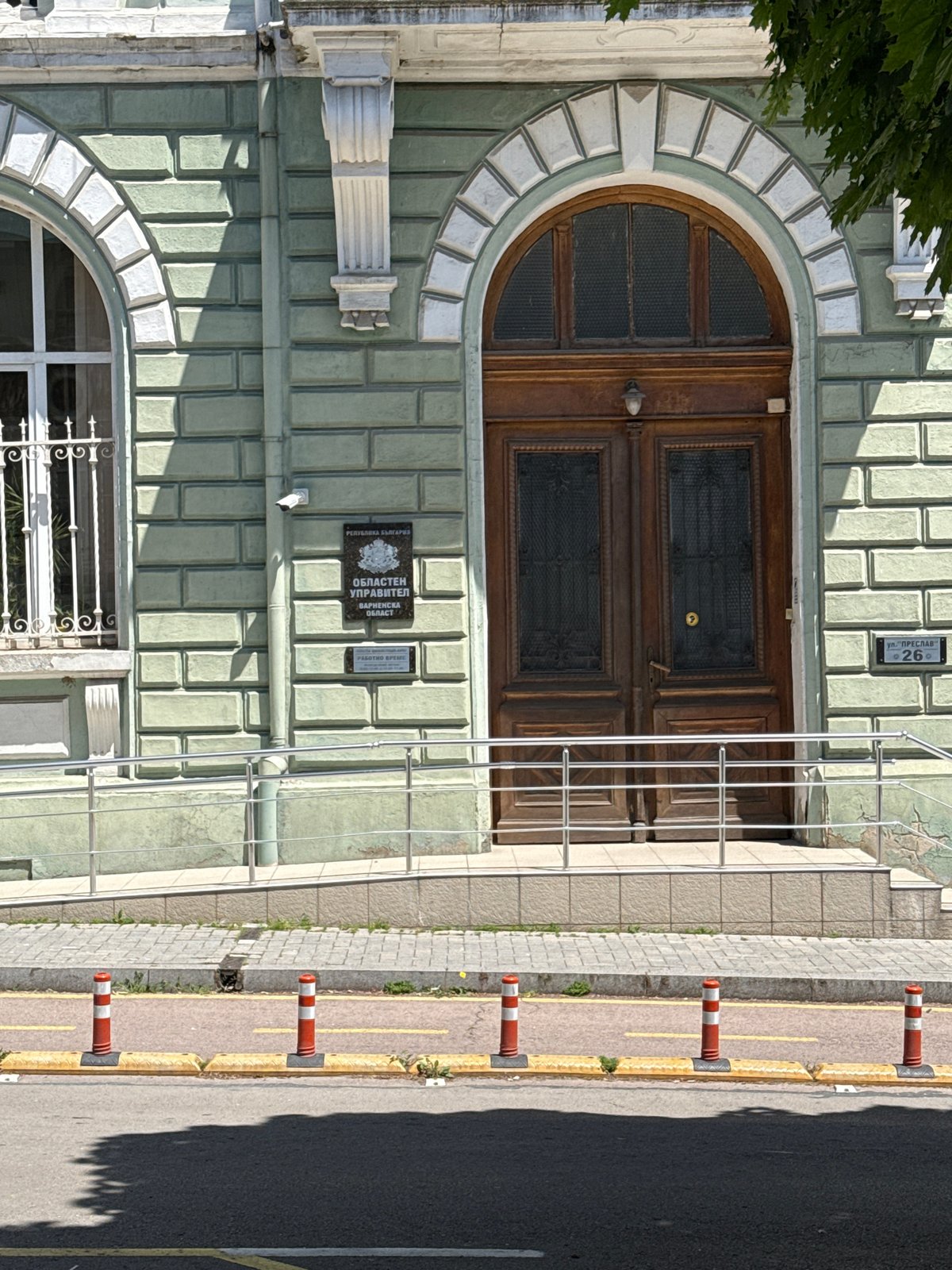 Tourist browses souvenir shop displays in Varna, Bulgaria