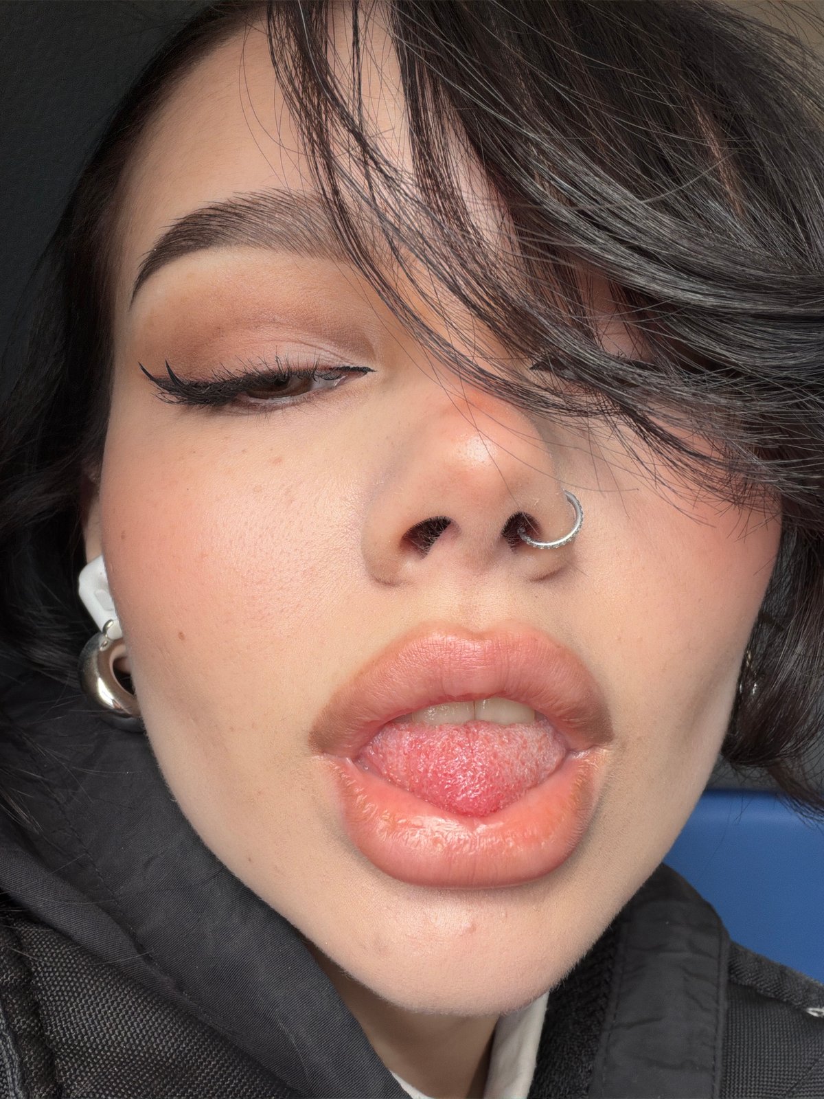 Young woman with nose ring photographed in Moscow