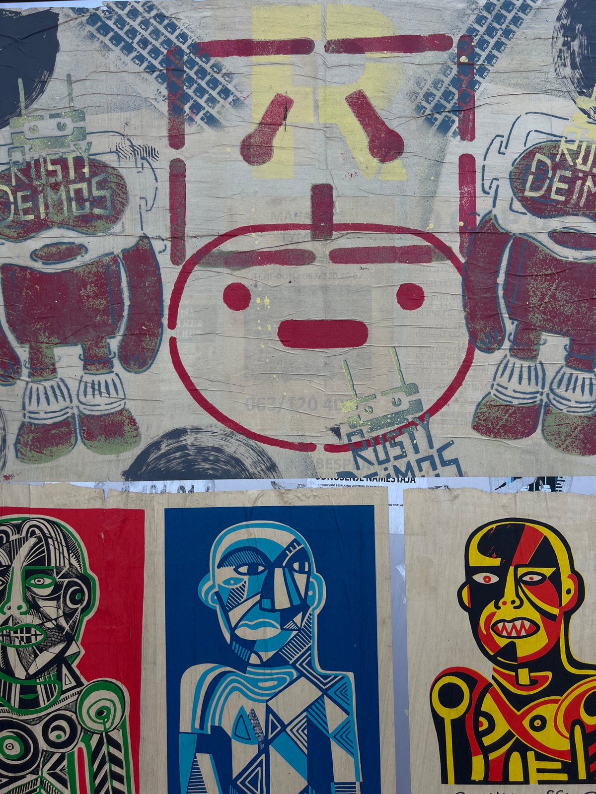 Street art collage documented in Belgrade's Palilula district