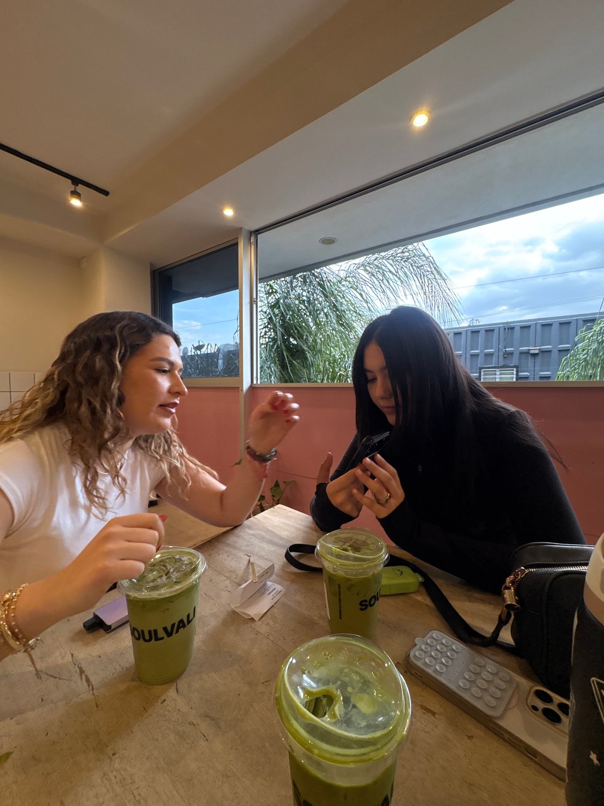 Late-night matcha cafe visit documented in Puebla