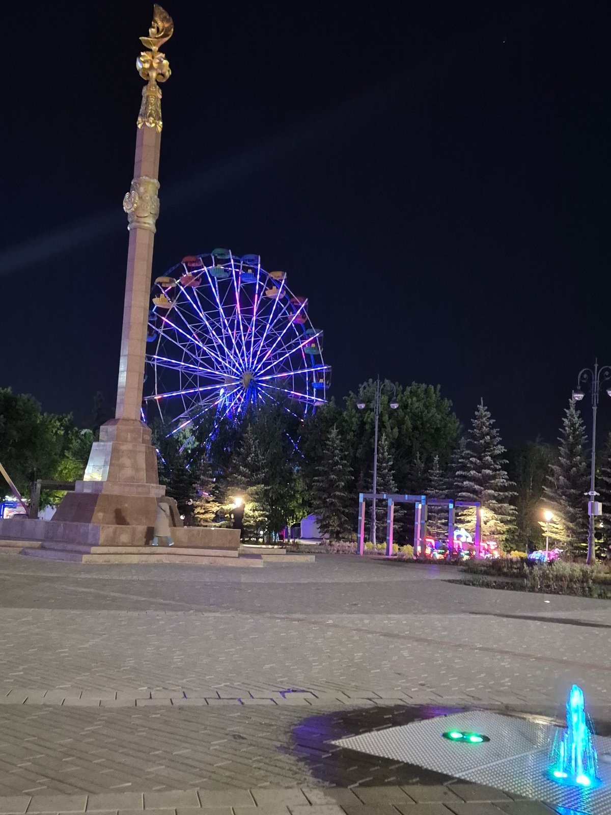 Evening scenes captured across central Kokshetau, Kazakhstan attractions and businesses