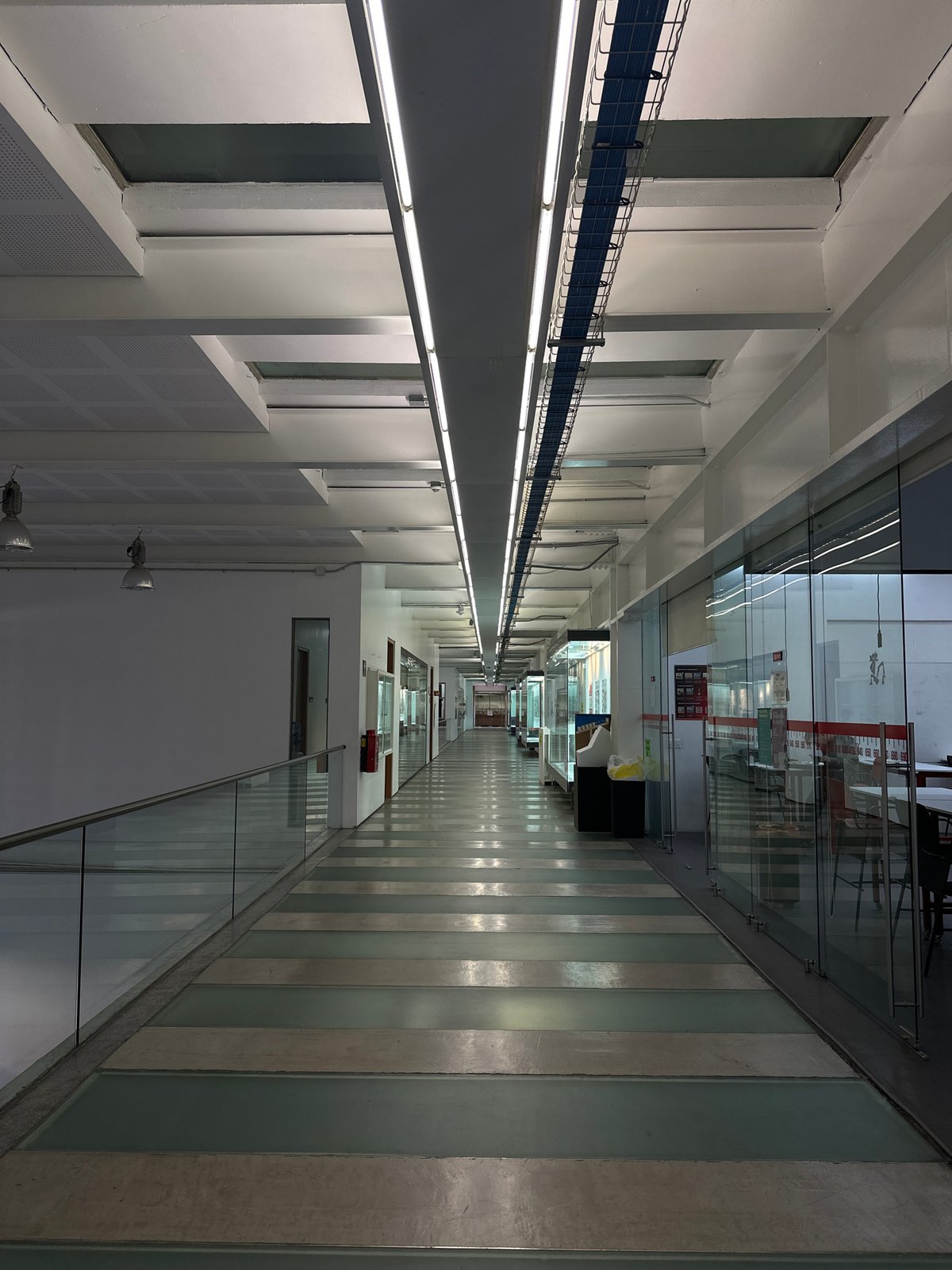 Architectural model and corridor interior documented in Mexico City