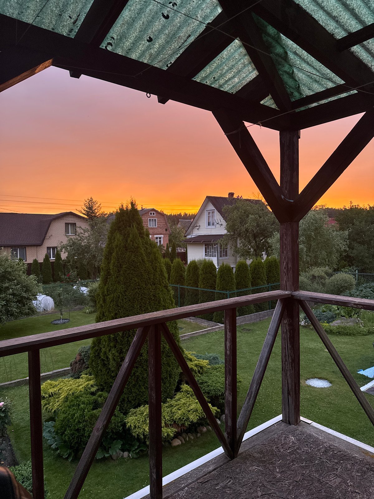 Dusk falls over rural Belarus in two perspectives