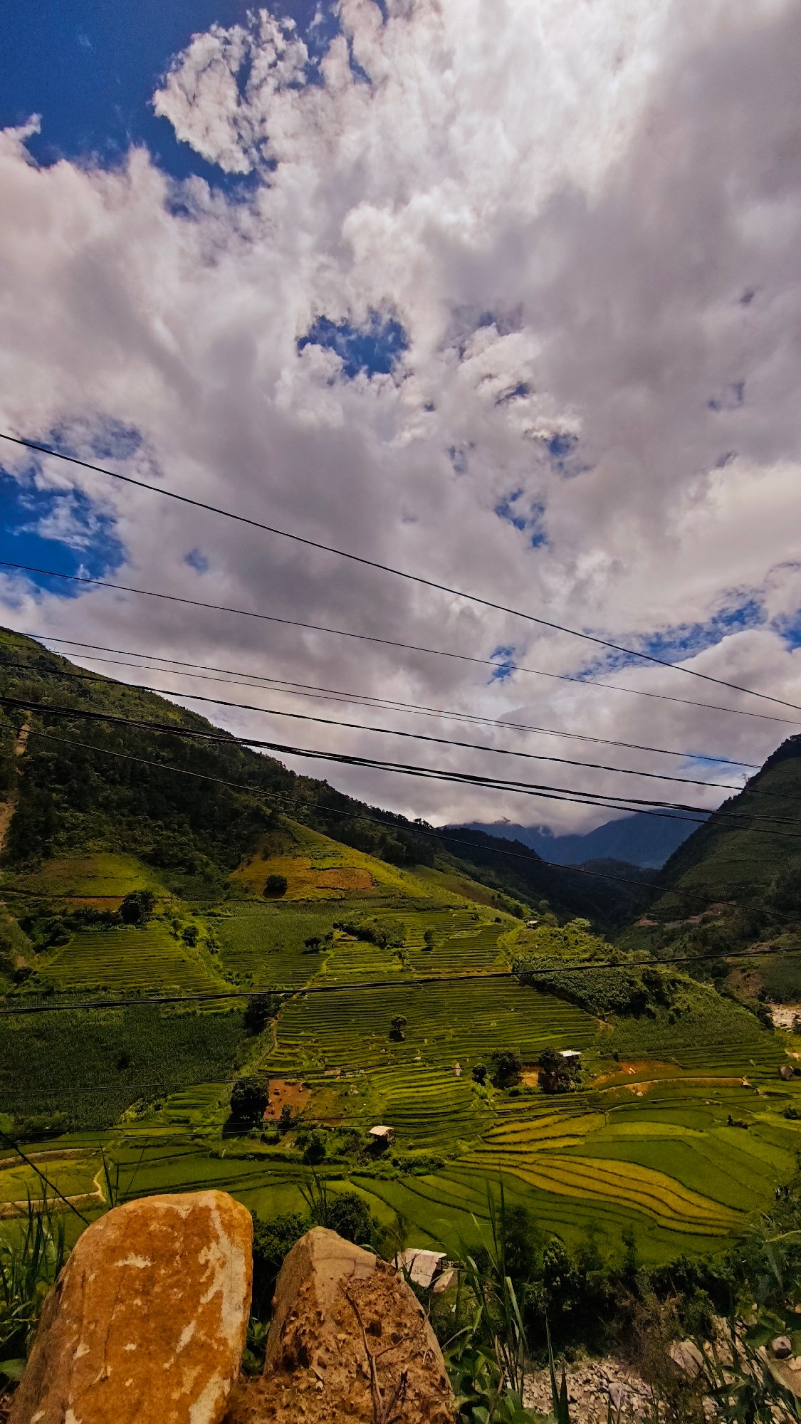 Morning agricultural terraces documented in Tram Tau mountains