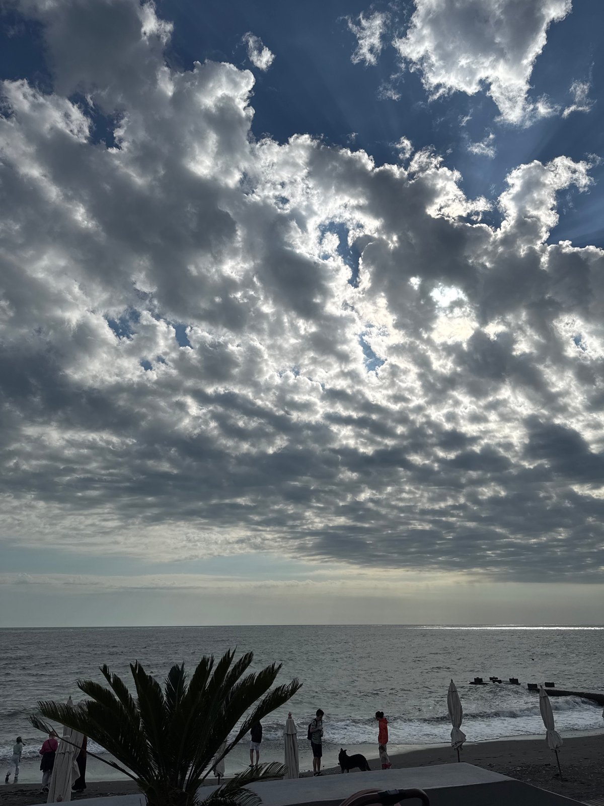 Families enjoy cloudy afternoon at Sochi beachfront despite choppy seas