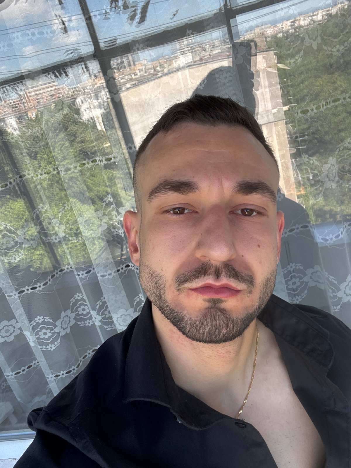 Man documents morning routine with selfies in Plovdiv, Bulgaria