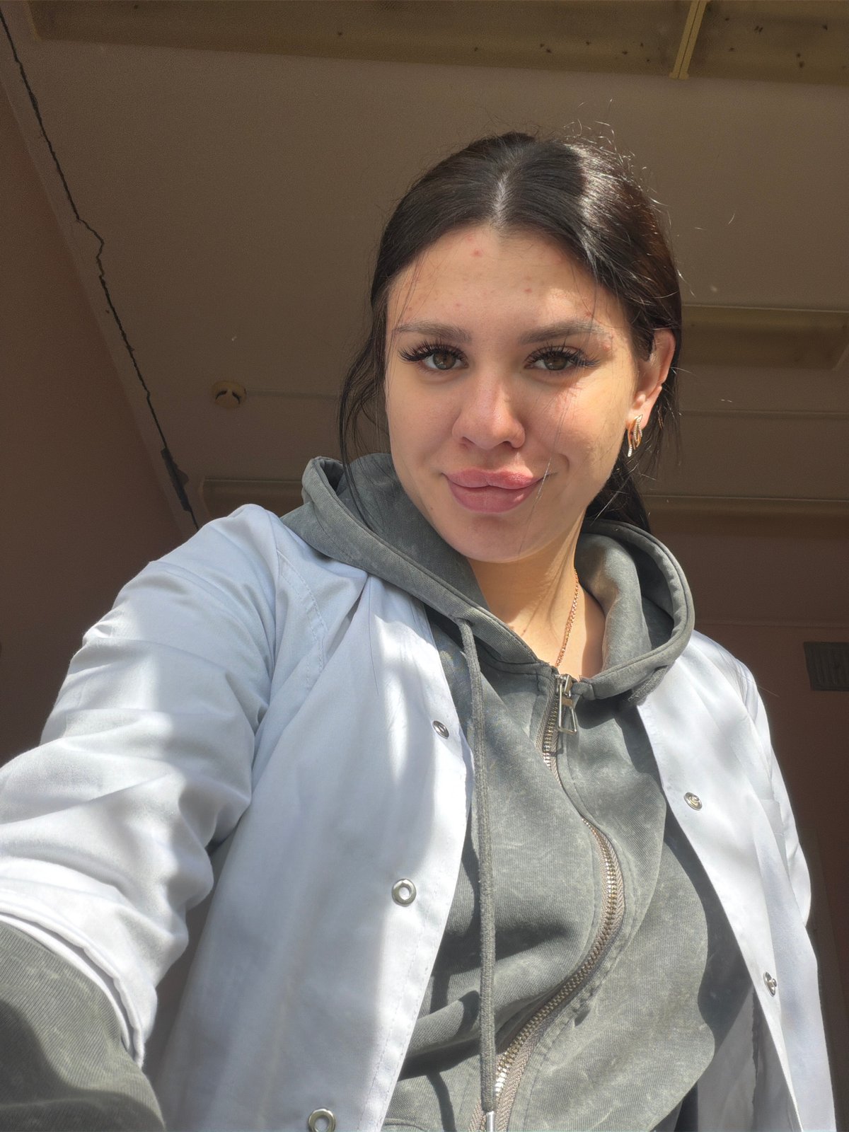 Selfie series in a white lab coat, Гаревая, Russia