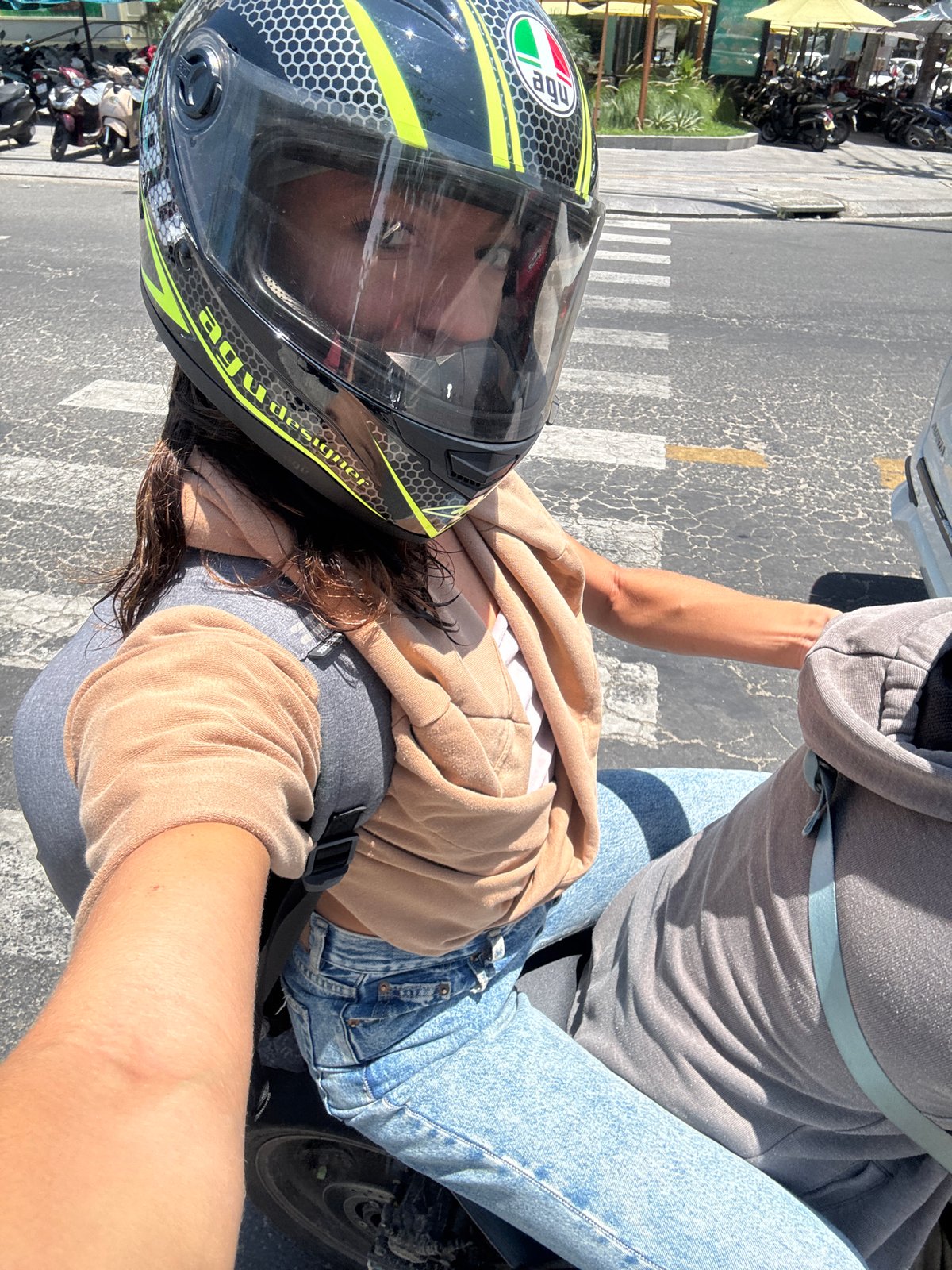 Motorcycle rider travels through Đà Nẵng streets early morning
