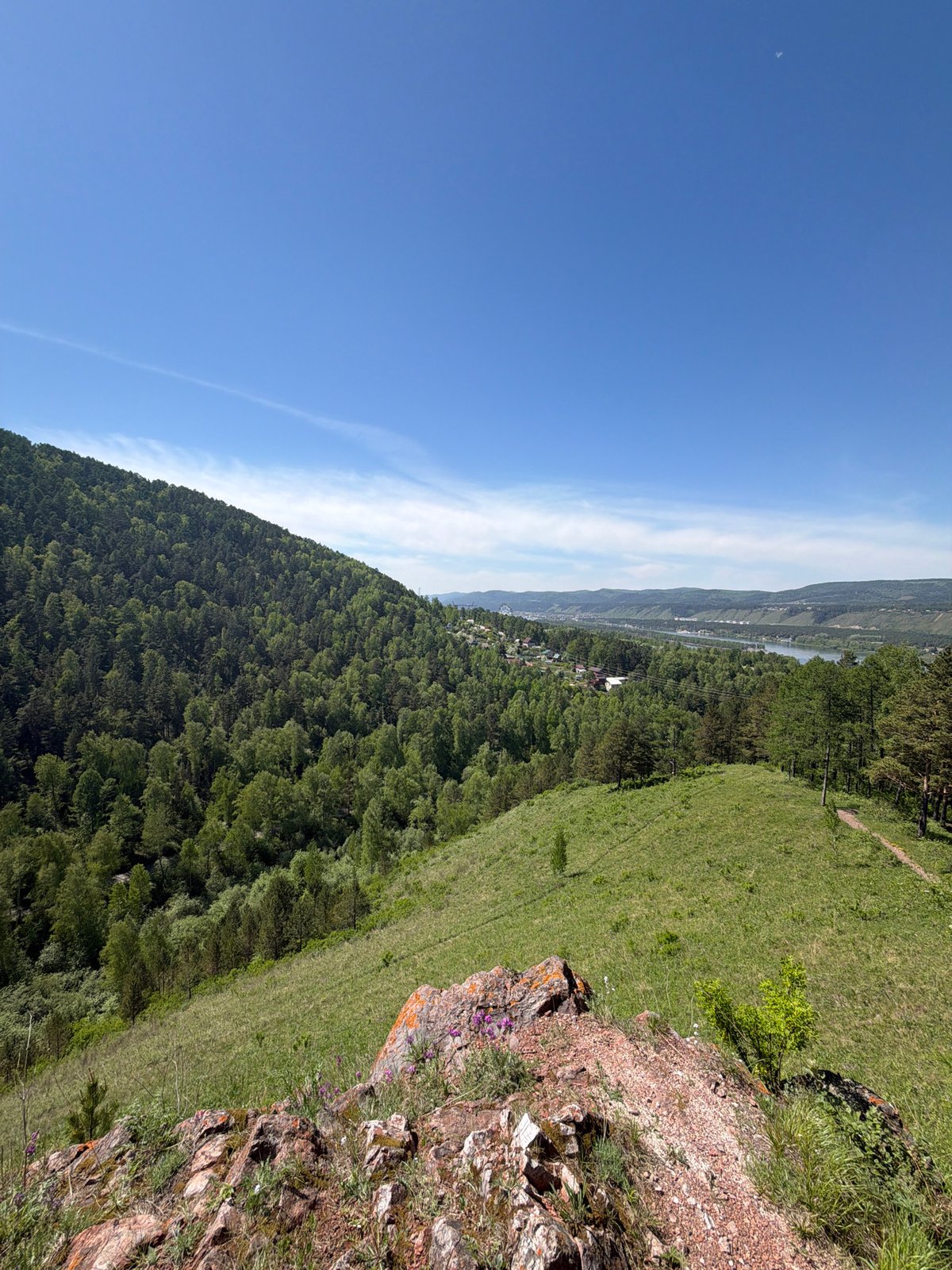 Morning hike documented in Krasnoyarsk valley landscape