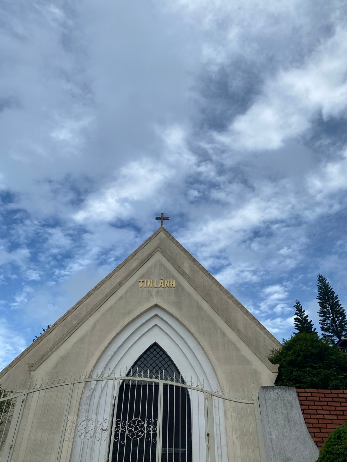Church architecture and street murals in Da Lat, Vietnam