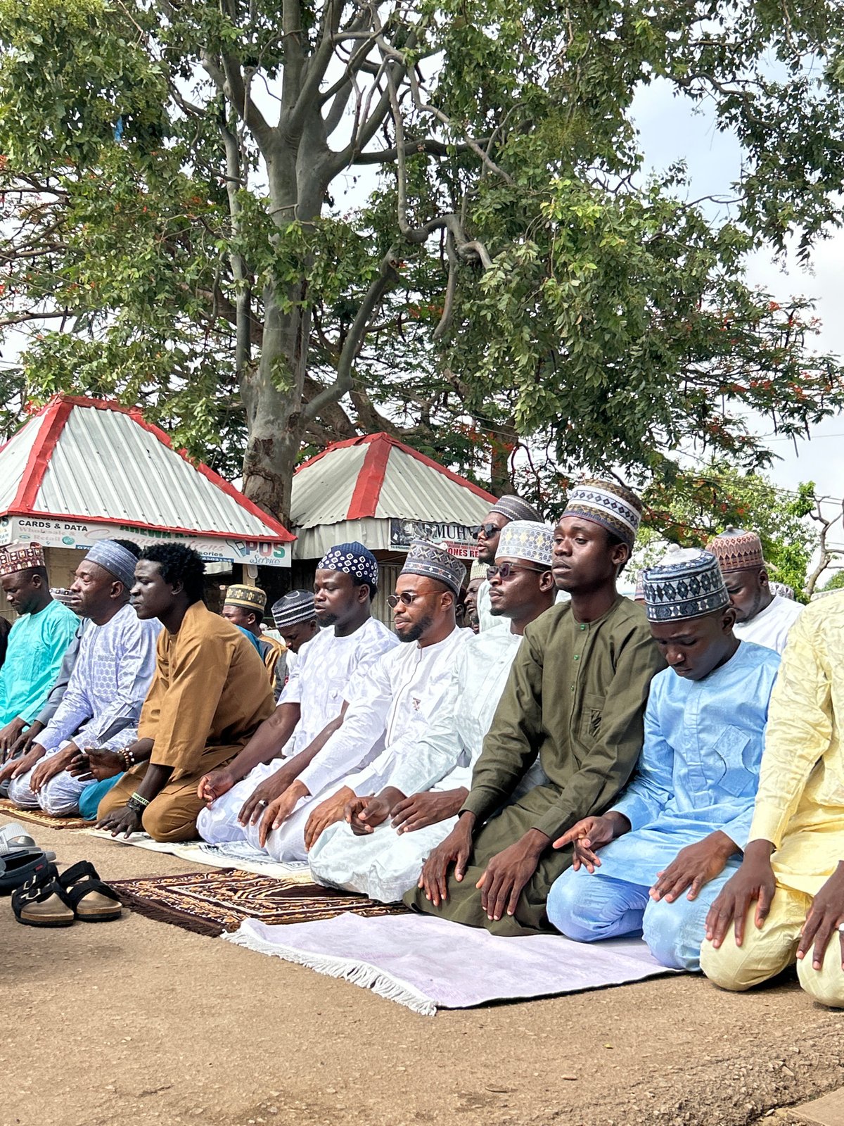 Men hold outdoor prayer session in Jos, Nigeria