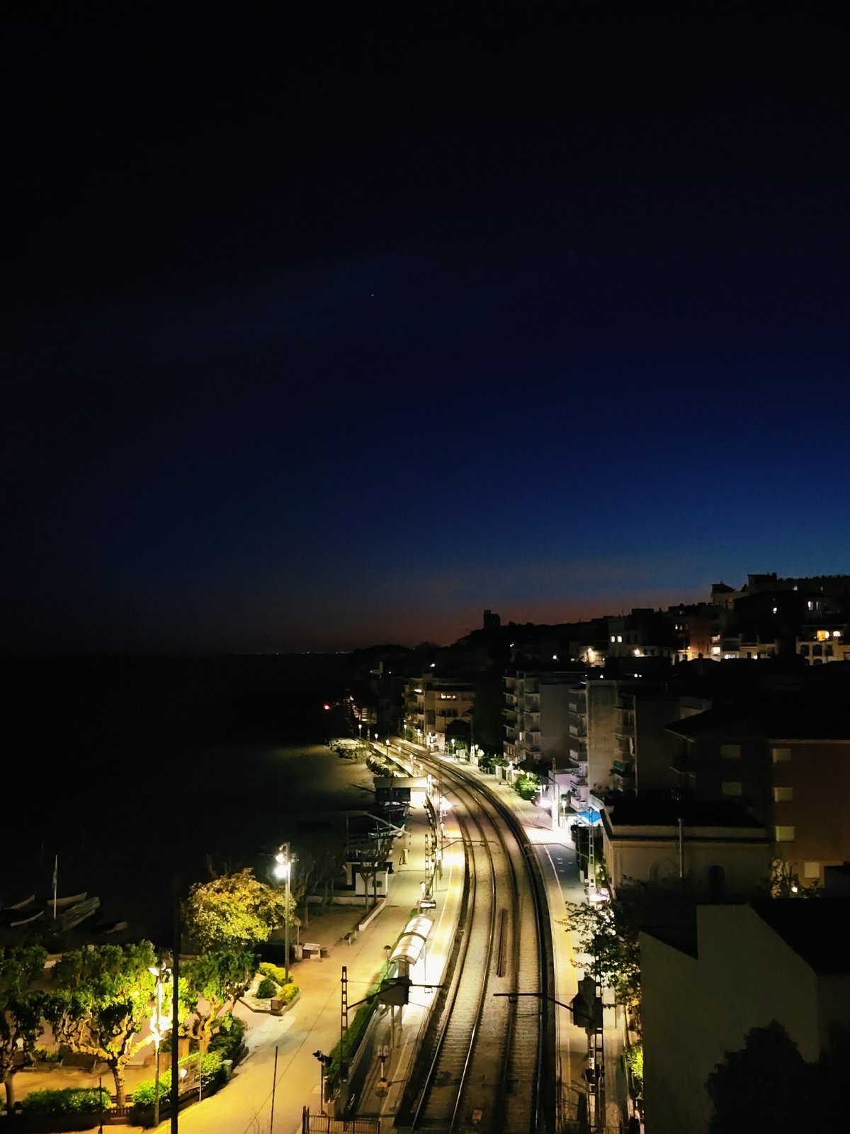 Evening documentation of illuminated infrastructure in Sant Pol de Mar