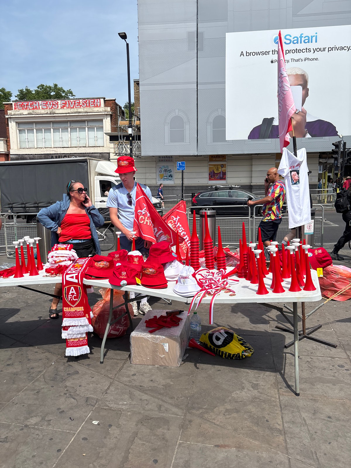 Arsenal merchandise vendor spotted on London street