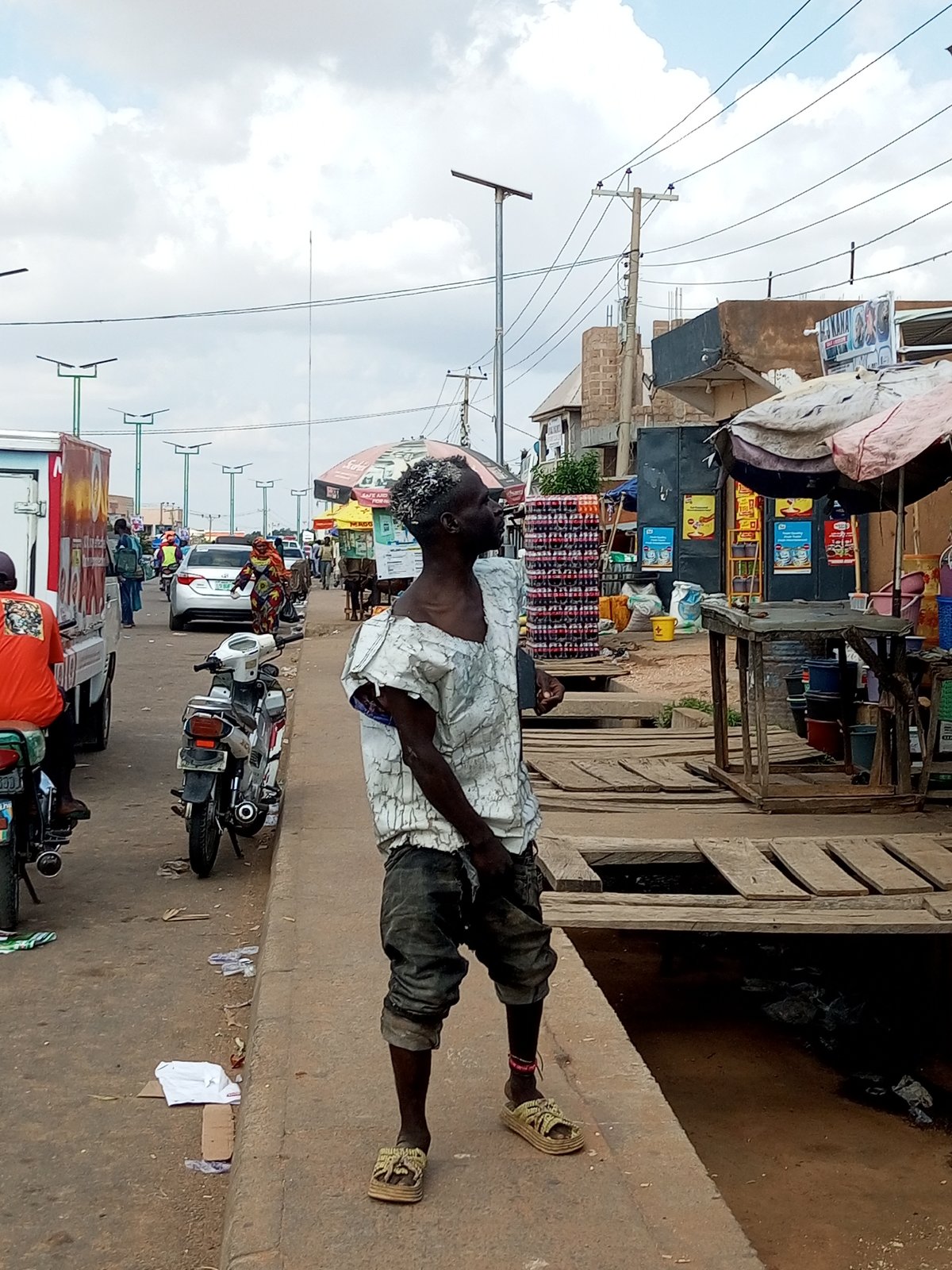 Street-level market and traffic scenes from Gombe, Nigeria