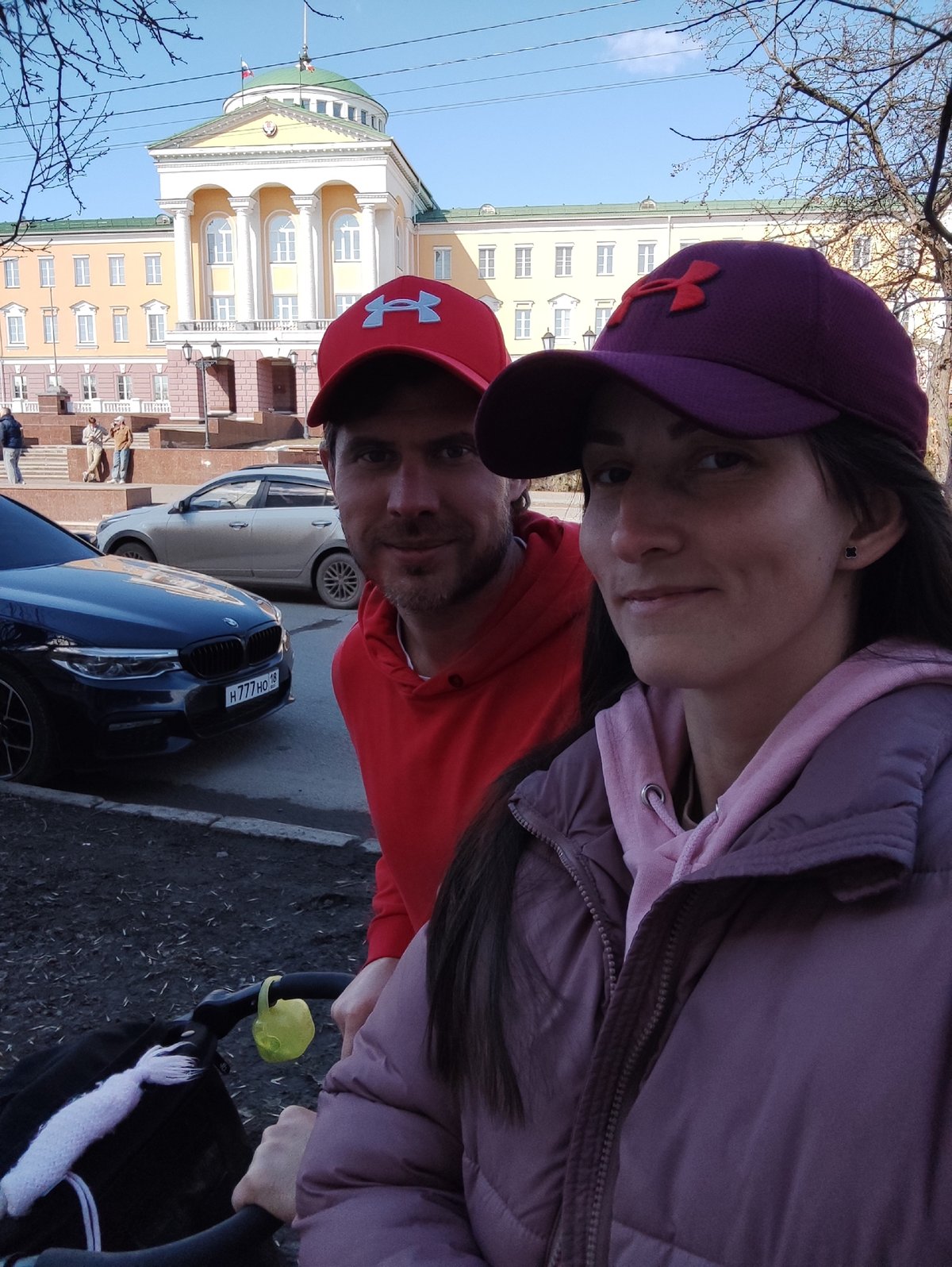 Couple's morning outing documented near Izhevsk government building