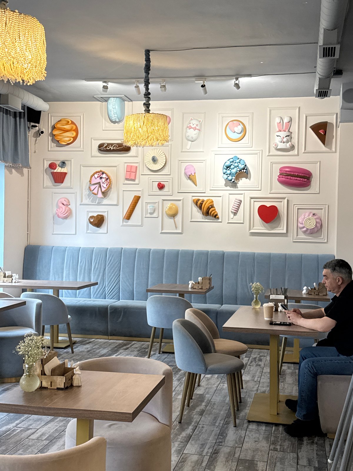 Cafe interior documented in Saint Petersburg with decorative details