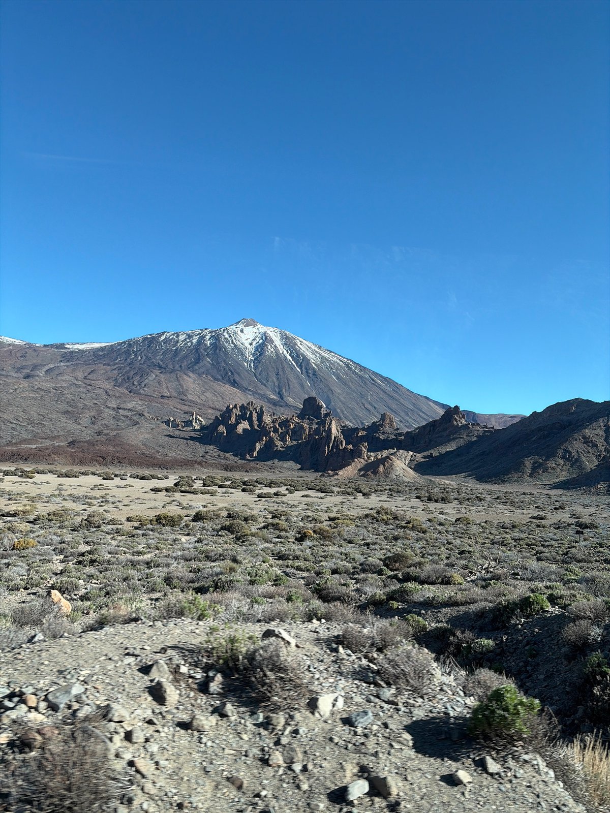 Snow-capped mountain observed under clear skies in La Orotava