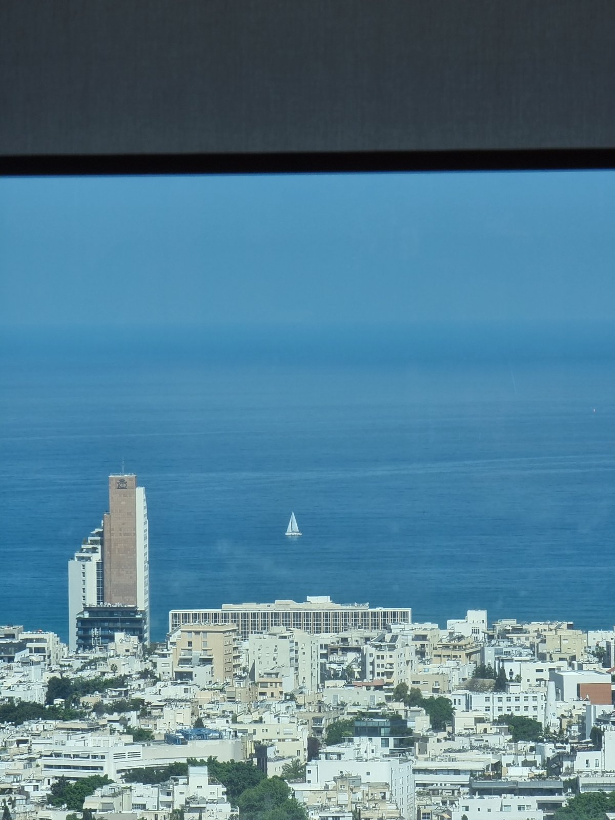 Tel Aviv coastline from above, city meets sea