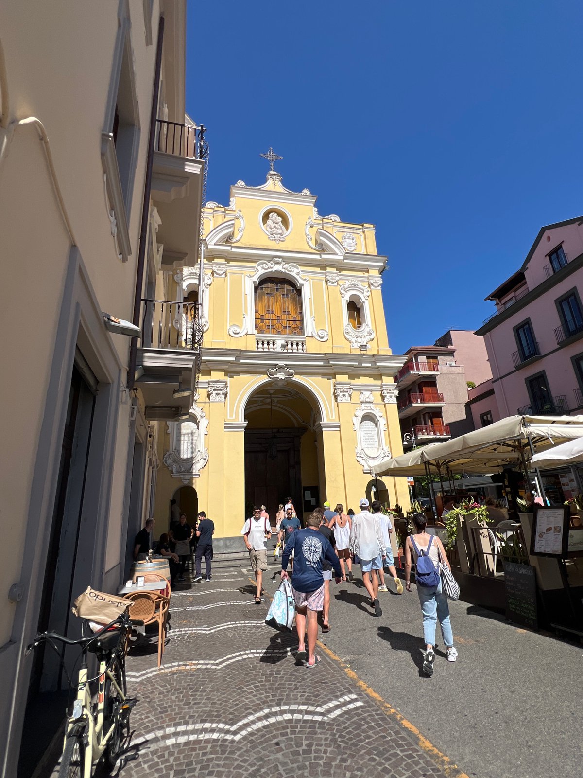 Tourist documents afternoon stroll through historic Sorrento streets