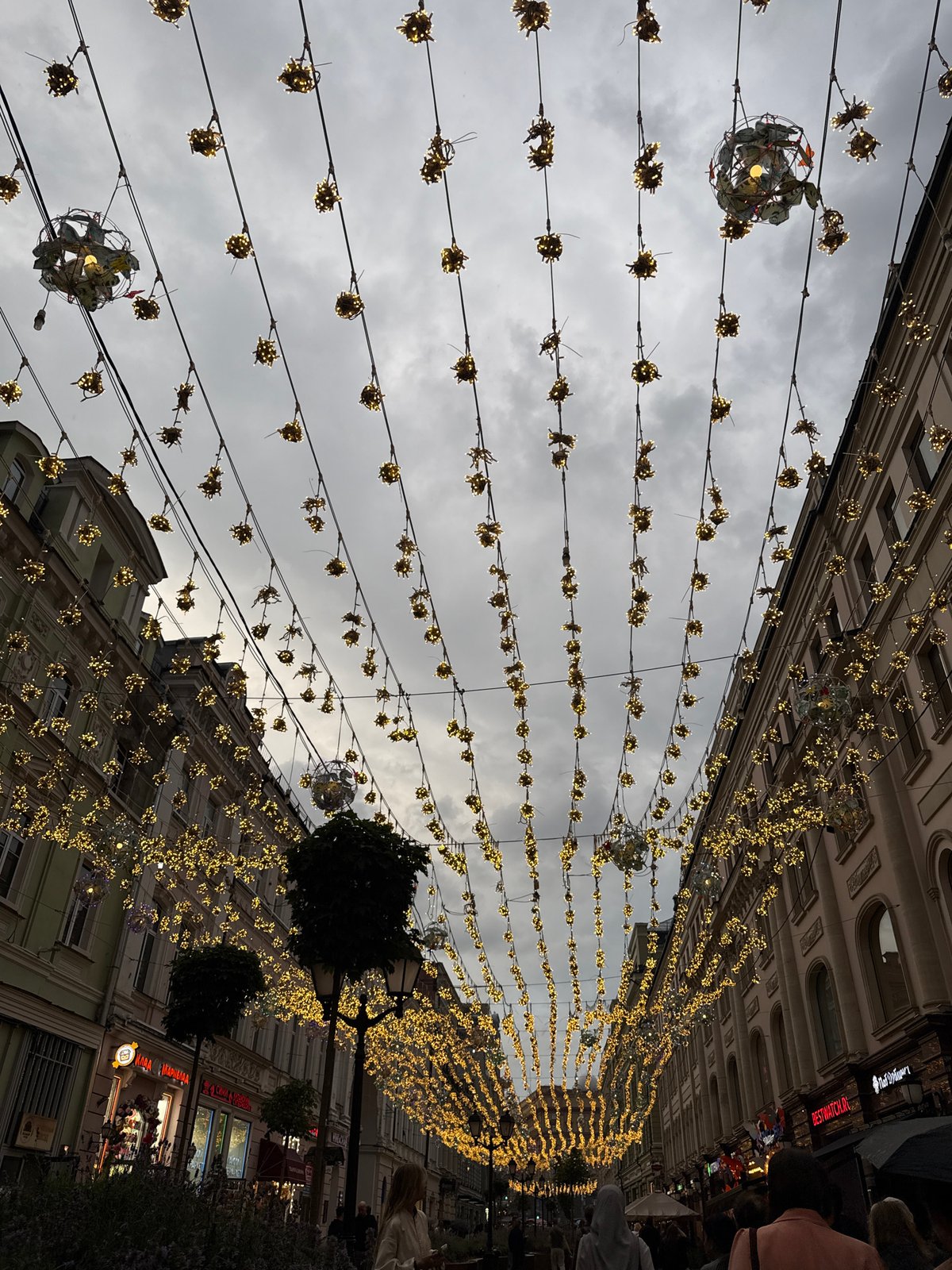 Central Moscow streets on a cloudy July evening