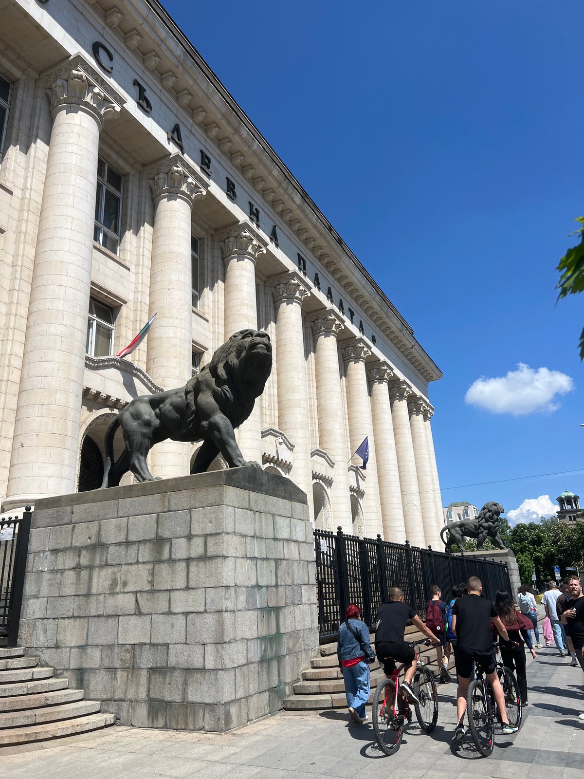 Morning moments captured near Bulgaria's National Assembly in Sofia