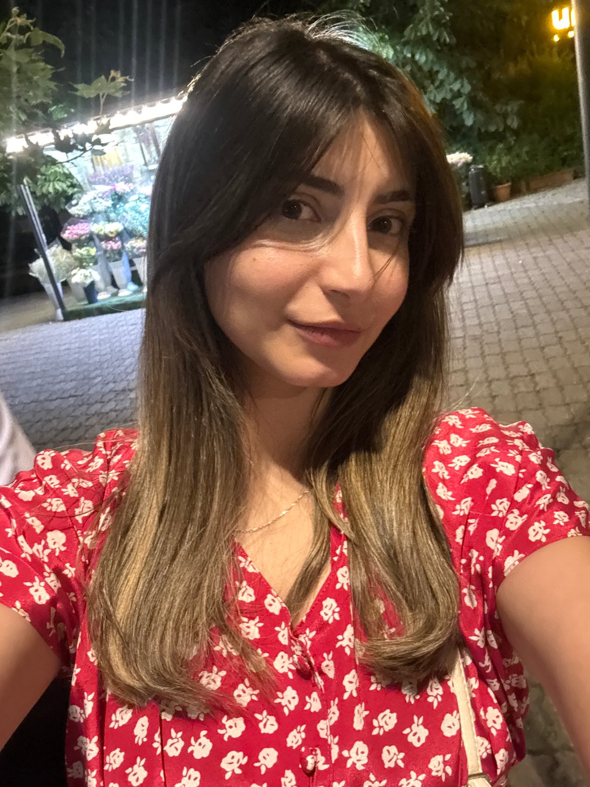 Evening stroll through Yerevan, flowers in hand