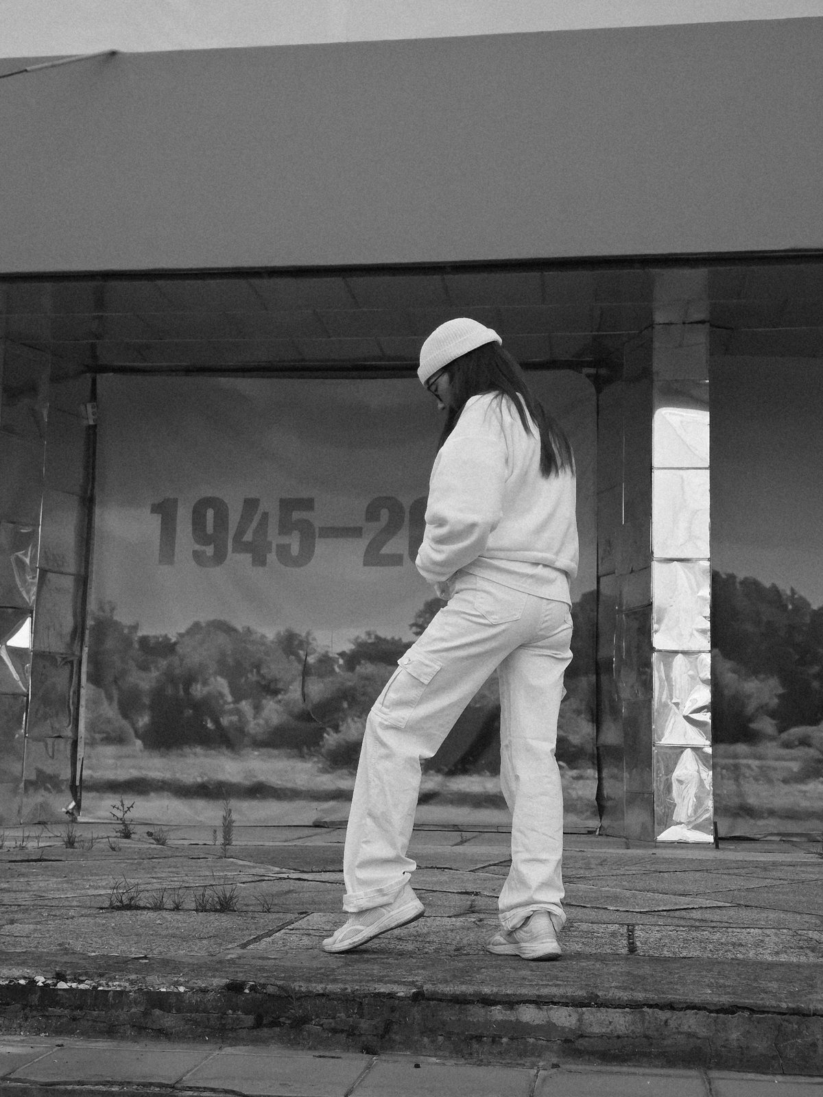 All-white fits and moon shots on a city evening