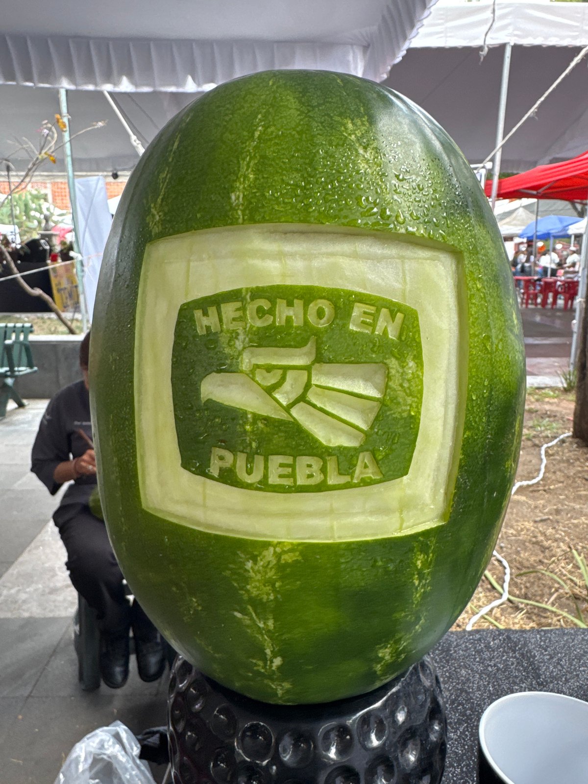 Puebla food vendors showcase carved watermelons and local specialties
