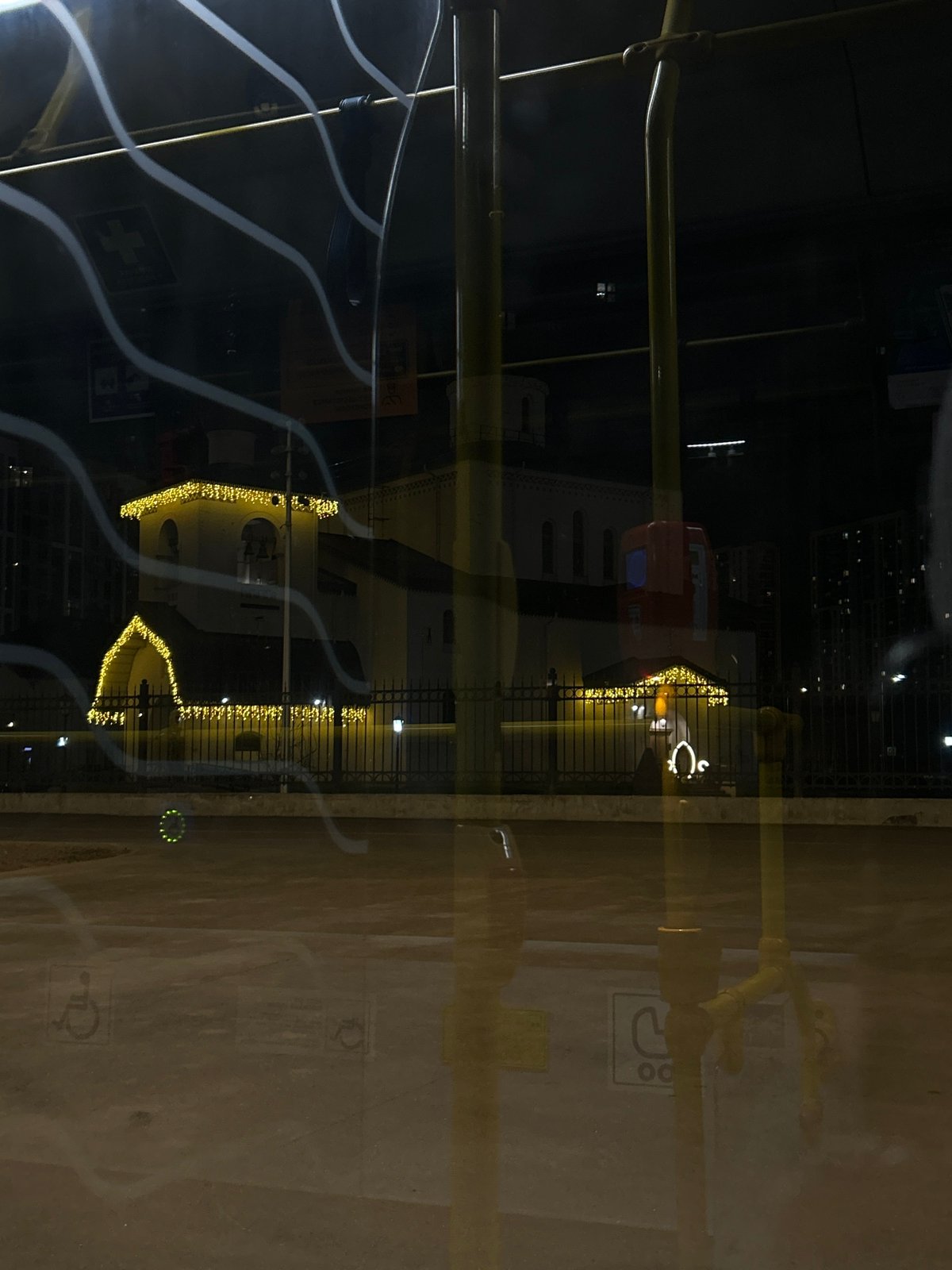 Nighttime bus ride documented through Saint Petersburg streets