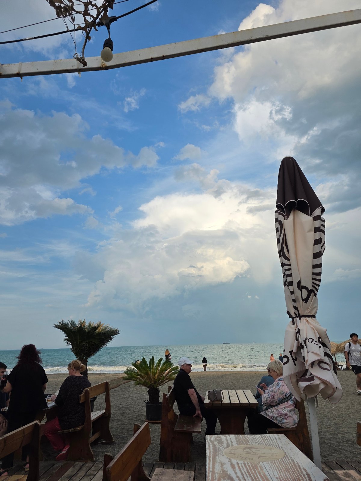 Dusk beach scene documented in Burgas, Bulgaria
