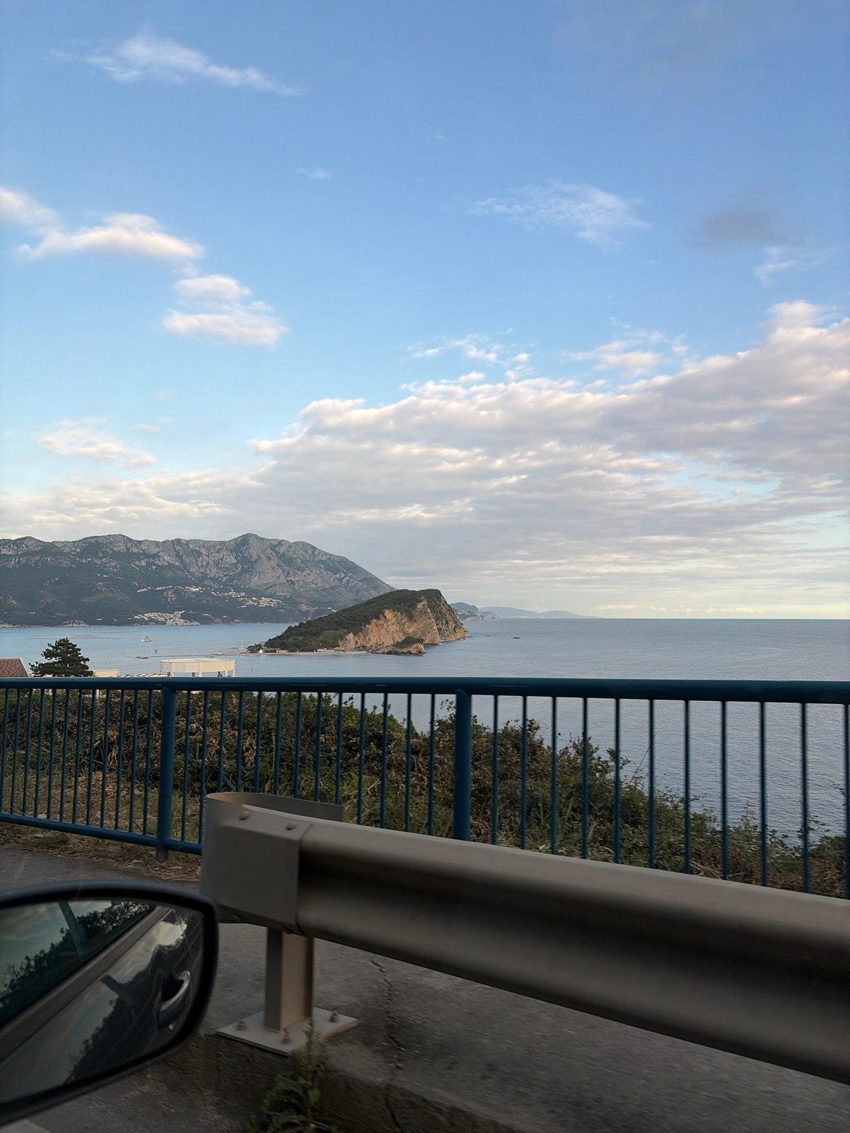 Coastal drive and rooftop cinema evening in Budva