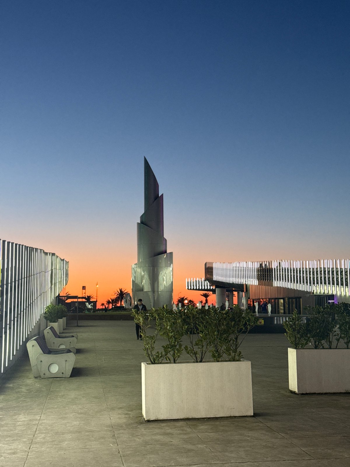 Batumi's Modern Skyline Captured During Evening Twilight Hour