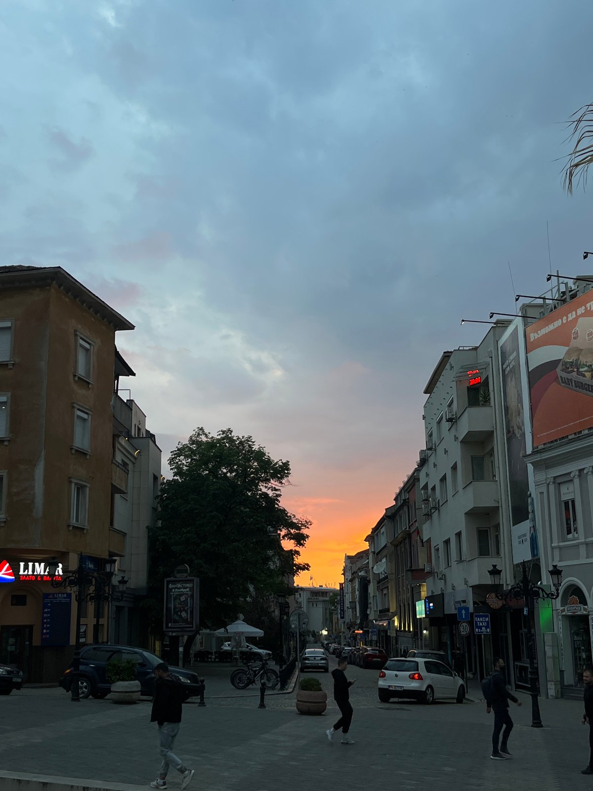 Twilight street scenes documented in Plovdiv, Bulgaria
