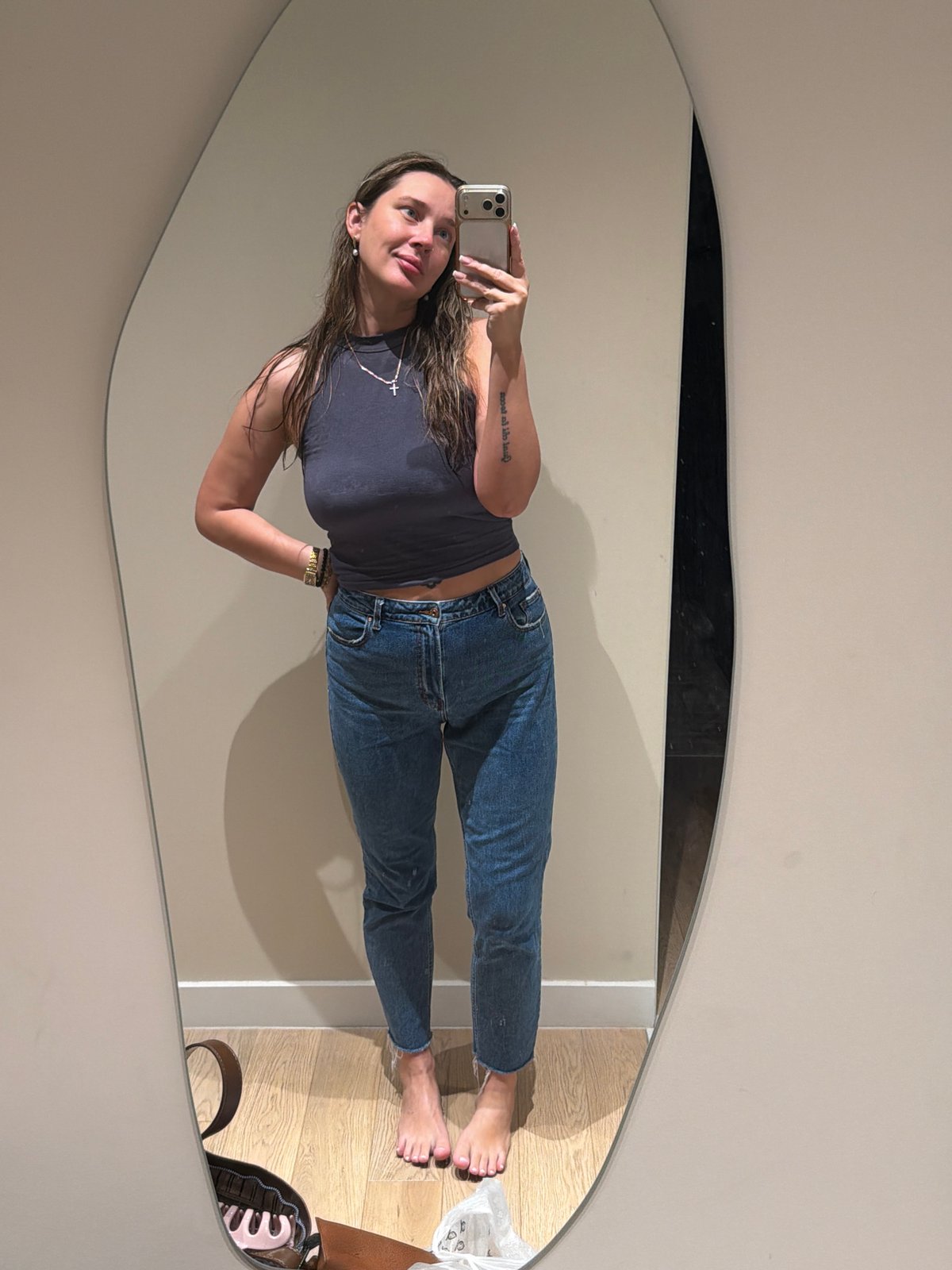 Indoor selfie session in Moscow metallic-walled room