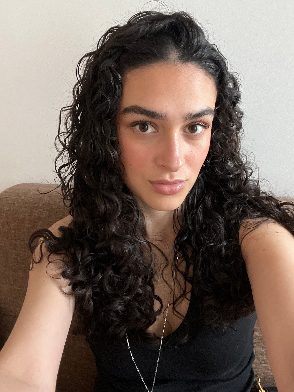 Woman takes selfie in chair, Lyon France