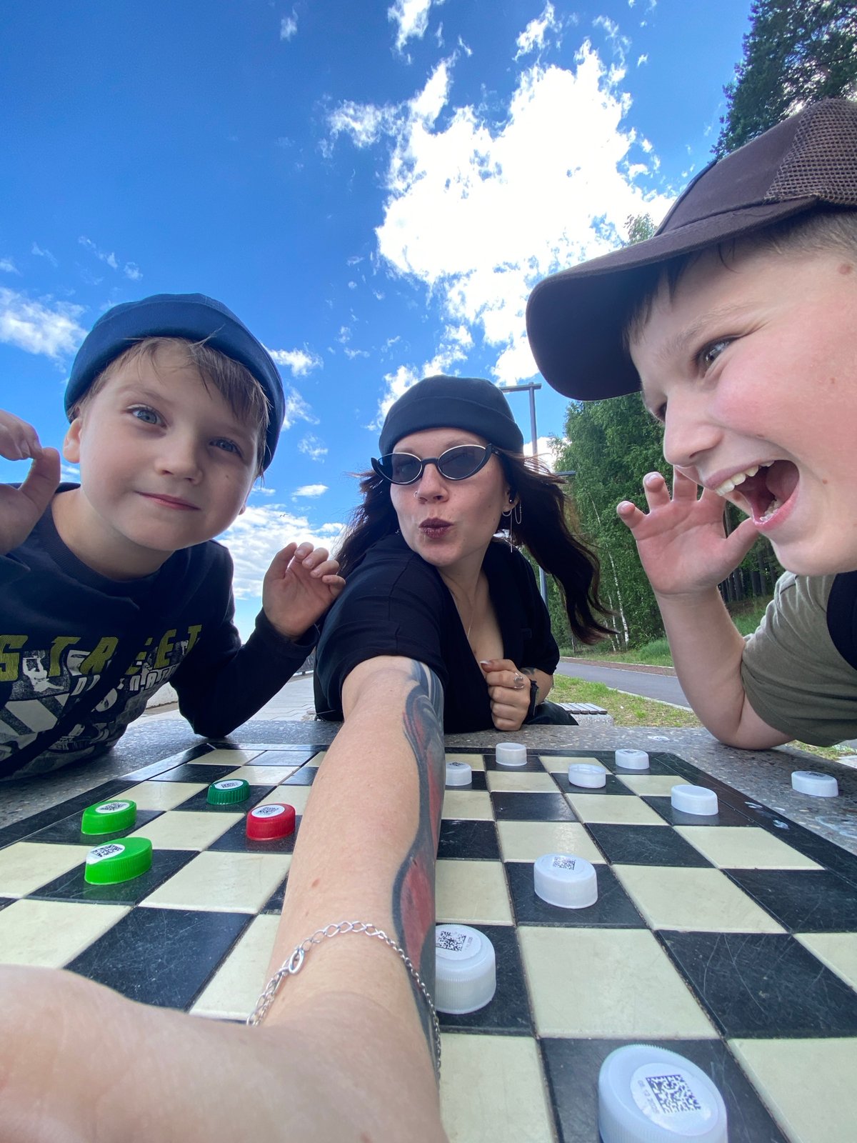 Families enjoy morning park activities in Chaikovsky, Russia