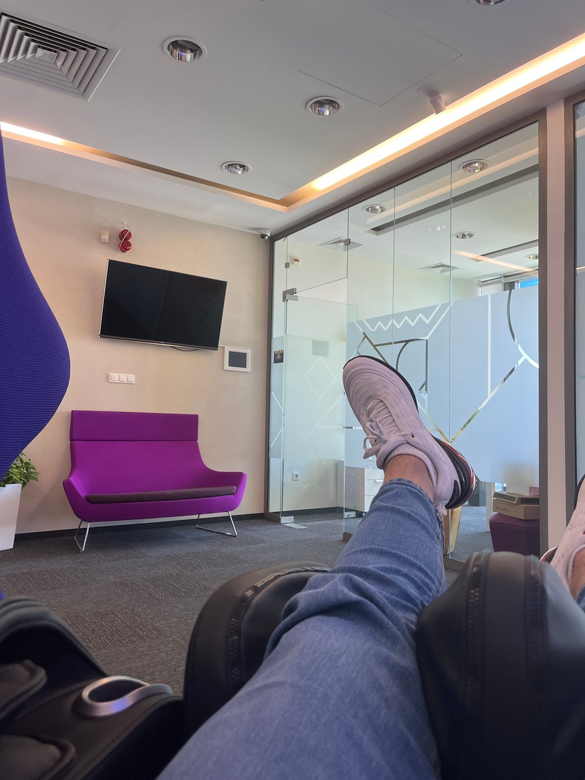 Morning office routine documented across modern workplace setting