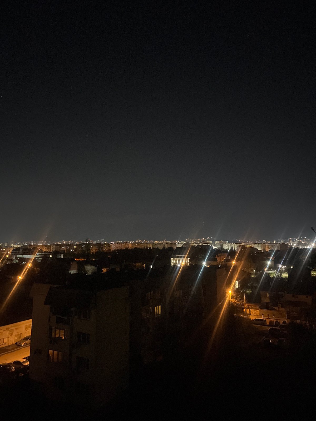Nighttime street photography session captures Sofia's illuminated spring scenery