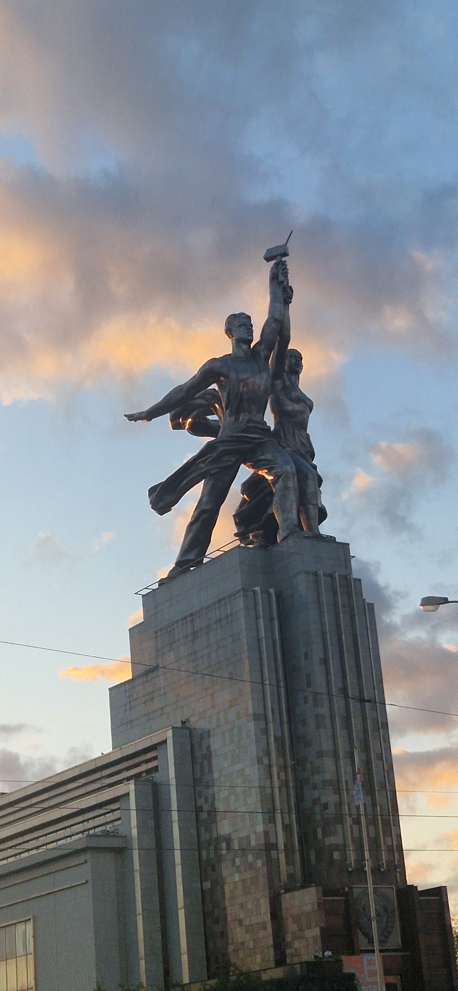 Moscow's iconic Soviet monument at golden hour