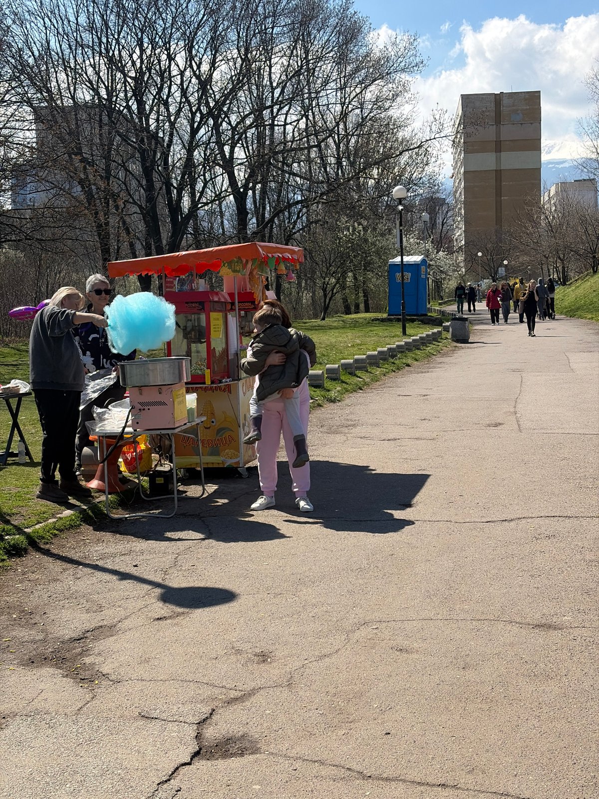 Spring day scenes captured in Sofia park near church