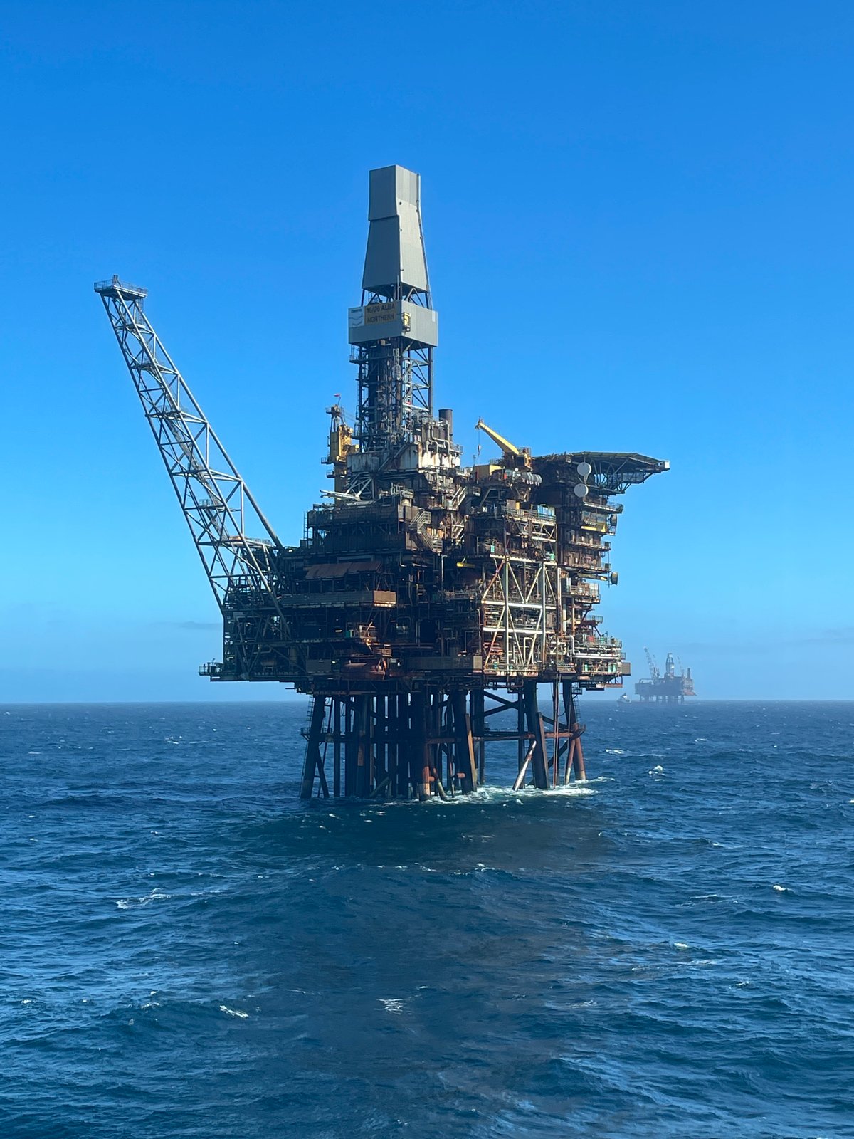 Offshore oil platform BRAE A NORTHERN spotted in open waters