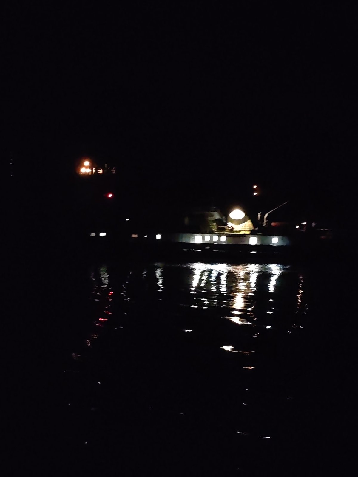 Illuminated vessel spotted on waterway in Глебово, Russia