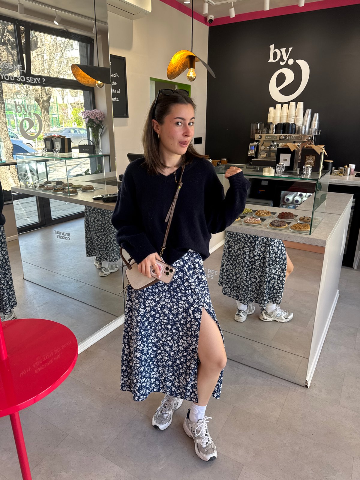 Woman shops at Sofia cookie bakery during morning hours