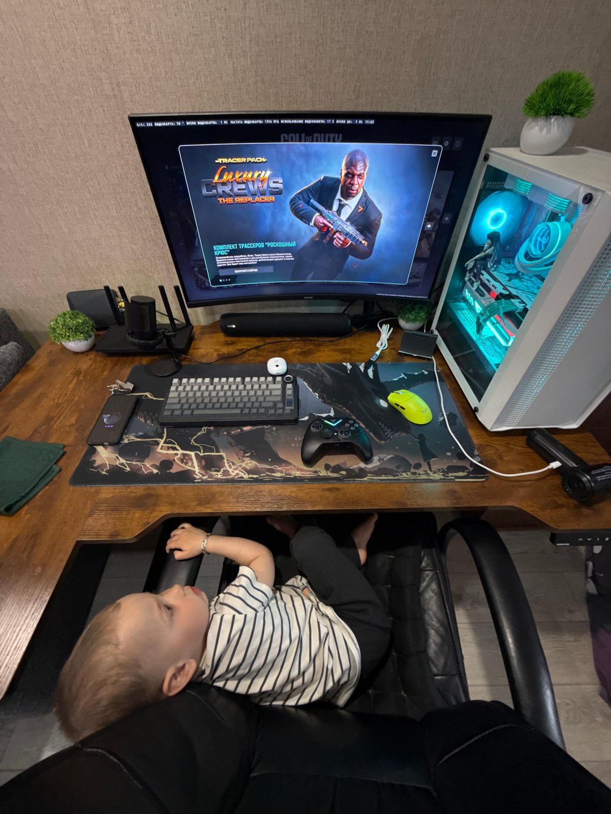 Family gaming time captured in Russian home