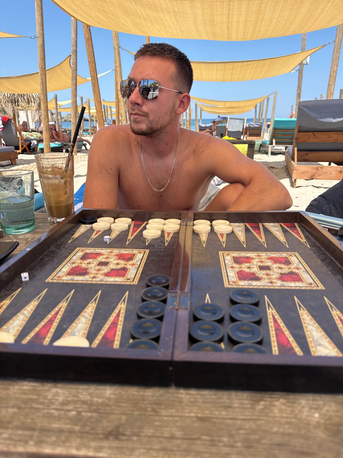 Backgammon on the beach in Tsarevo, Black Sea coast
