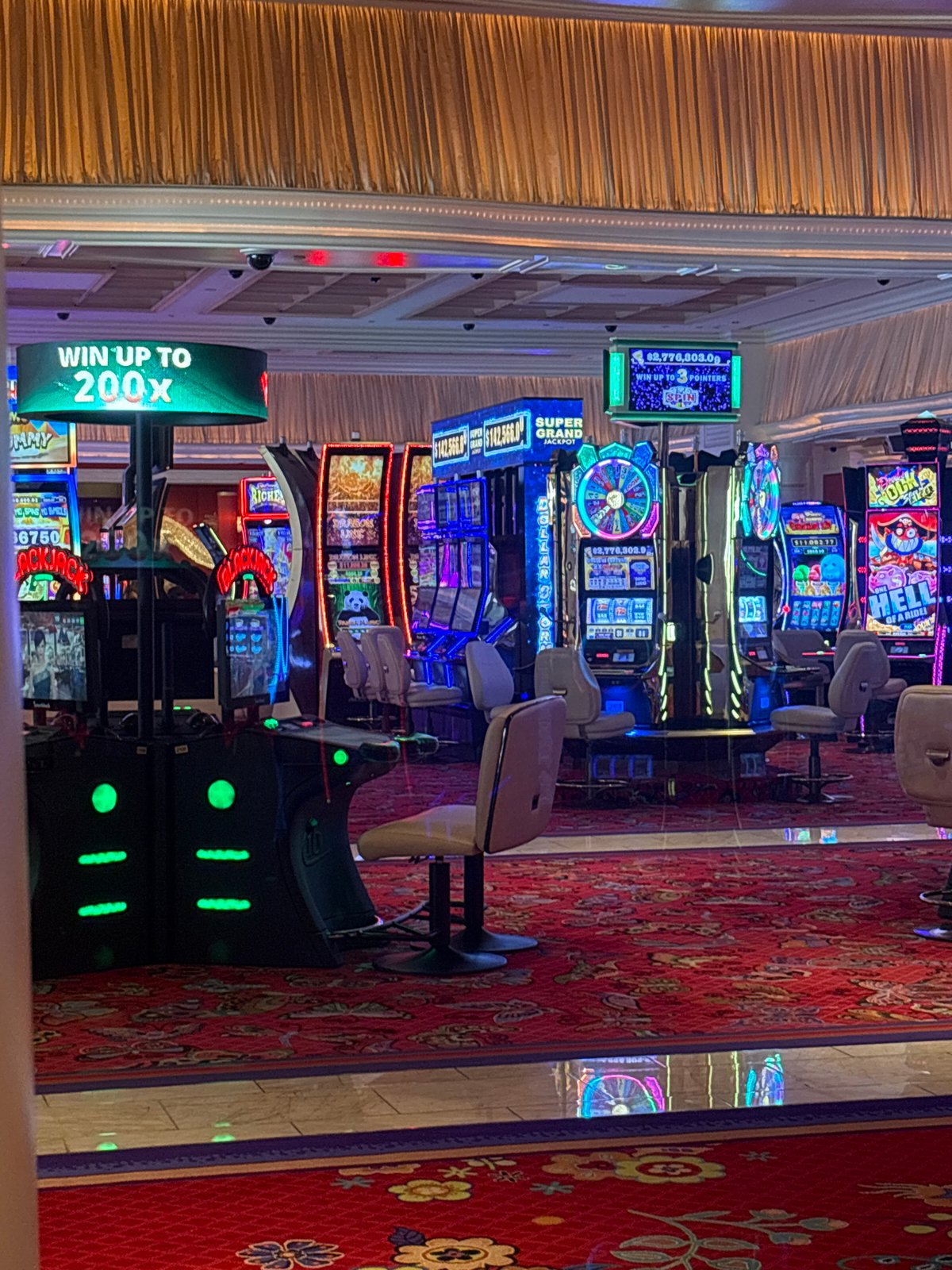 Casino gaming floor documented in Las Vegas evening scene