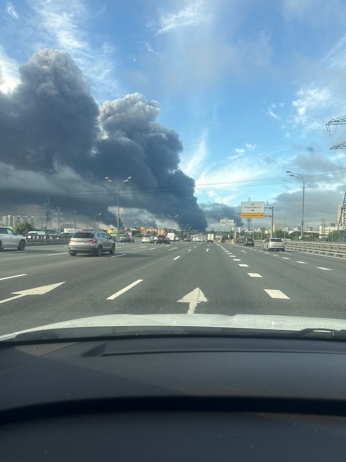 Dark smoke plume rises over Moscow's outskirts