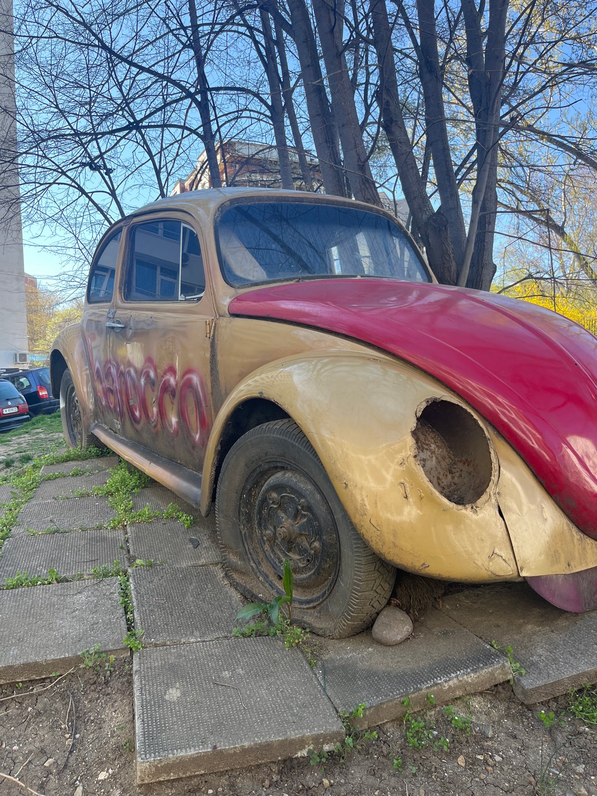 Abandoned graffitied Volkswagen Beetle spotted in Sofia
